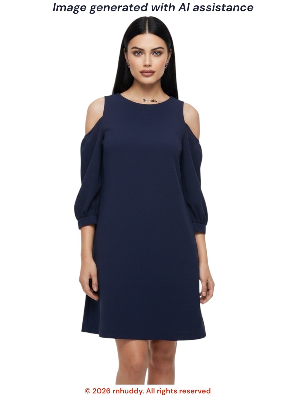 Eliza J petite 2 navy cold shoulder shift dress